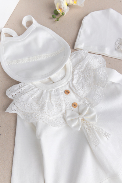 Babymod Laced Bow Cotton 5-Piece Baby Girl Hospital Release Baby Set