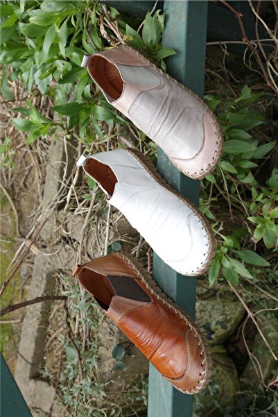 İNZE AYAKKABI White Genuine Leather Casual Shoes - Model Name Sophia