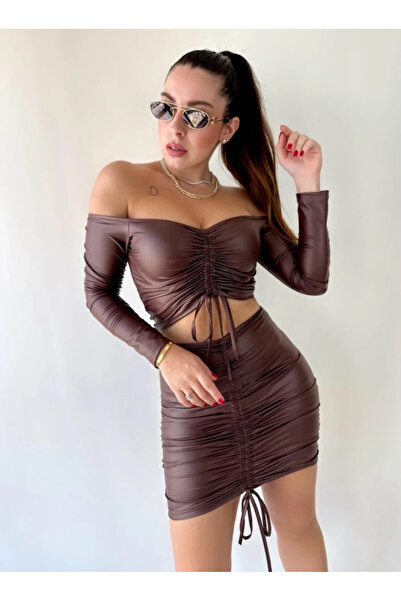 ARONA Mdb Women's Gathered Leather Skirt Set Opportunity Product