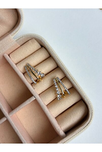 Ressia Stoned Triple Hanging Earrings