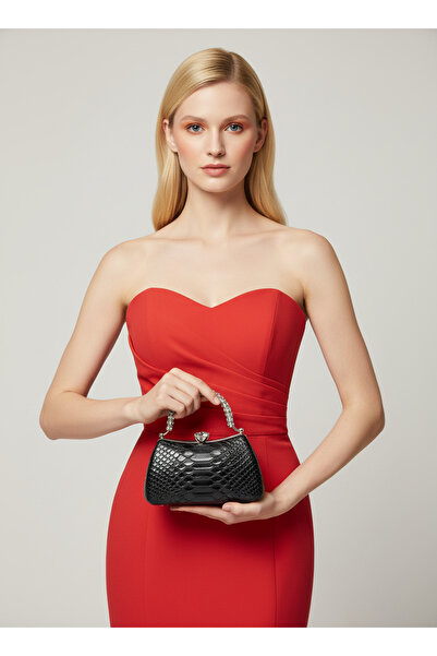 Biçanta Προσαρμοσμένο σχέδιο Μαύρο Χρώμα Μοτίβο Anaconda Ματ Δερμάτινο Λαβή Γ...