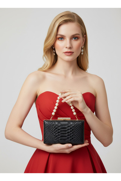 Biçanta حقيبة فستان سهرة نسائية أنيقة وفاخرة منقوشة باللون الأسود من أنكادونا...