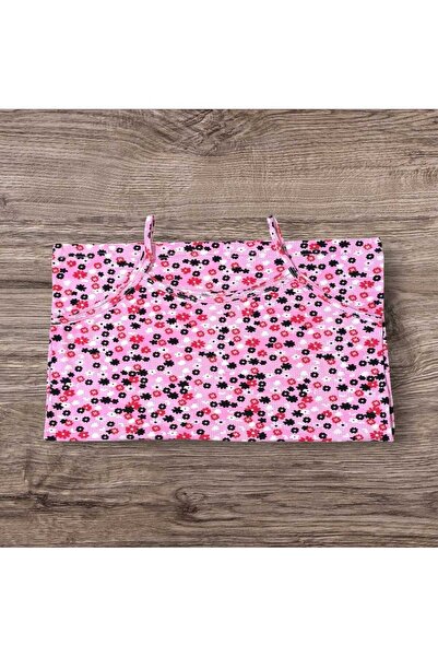 ESTA STORE Pink and Black Floral Patterned Tank Top with String Straps