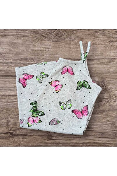 ESTA STORE Gray Butterfly Patterned Tank Top with Straps