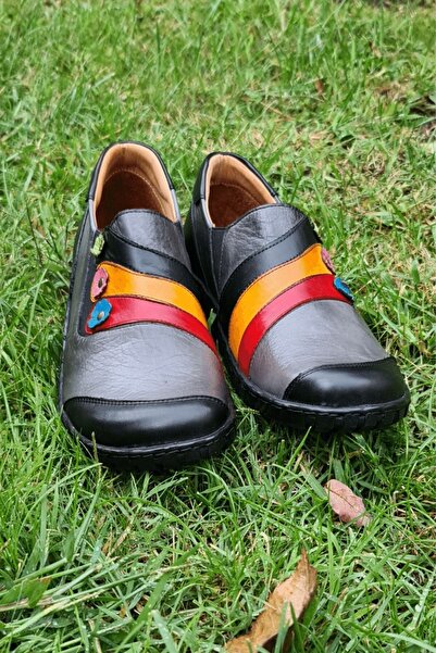 İNZE AYAKKABI Multicolored Gray Leather Casual Shoes