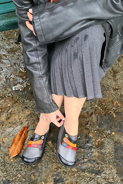 İNZE AYAKKABI Multicolored Gray Leather Casual Shoes