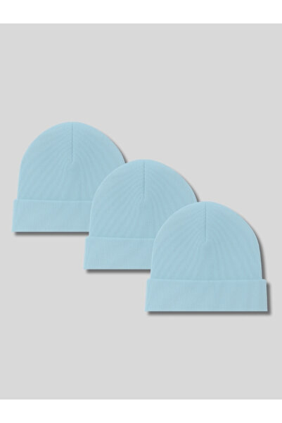 BELTICHA Unisex Açık Mavi Renk 3'Lü Basic Katlamalı Bere