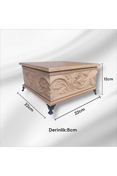 SEKAY AHŞAP Ahşap- Ham Mdf- Desenli-takı-makyaj-aksesuar-çok Amaçlı- Ayaklı K...