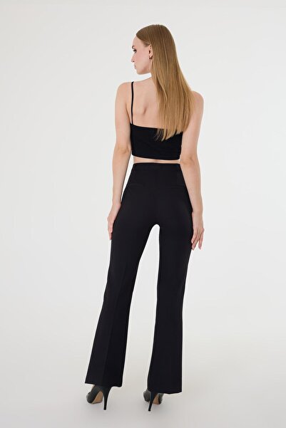 Hazel Kadın Siyah İspanyol Paça Pantolon