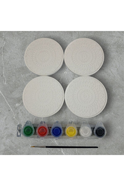 HBNC Mandala Boyama Tabakları – 4’lü Taştozu Seti | Boya ve Fırça Dahil | Kendin Yap Hobi Kiti