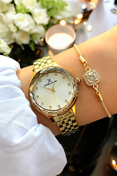 Daniel Klein ساعة نسائية أصلية 100% بسلسلة خاصة وسوار من الفولاذ المقاوم للصدأ مقاوم للماء مع هدية