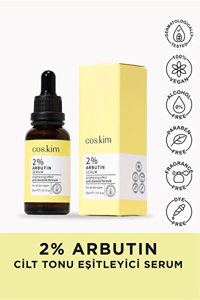 Cos.kim Leke Karşıtı Arbutin Cilt Bakım Serumu 30 Ml (Arbutin %2 + Hyaluronic...