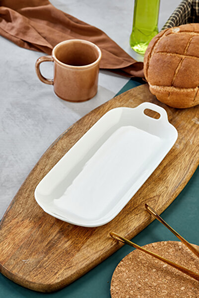 Le Paon Porselen Uzun Kulplu Sunum Tabağı 31x13,5x3,5 cm