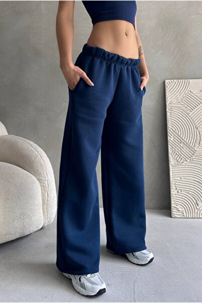 aziso Γυναικείο παντελόνι με 3 κλωστές, φαρδύ κοψίματος