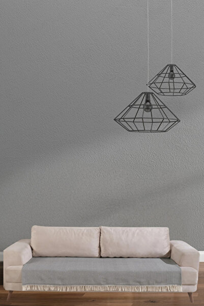 Miracolo Home Gri Pamuklu Koltuk Örtüsü 115x200 Önden Saçaklı Çizgili Desenli