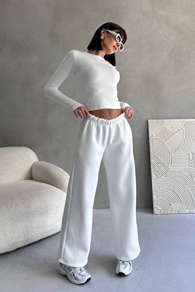 aziso Γυναικείο παντελόνι με 3 κλωστές, φαρδύ κοψίματος