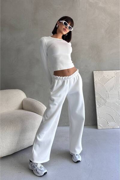 aziso Γυναικείο παντελόνι με 3 κλωστές, φαρδύ κοψίματος