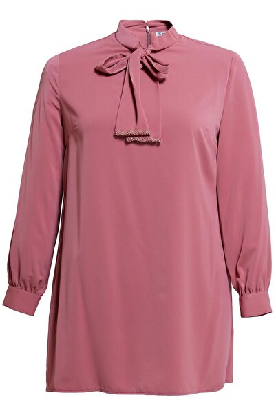 Alvina Plus Size Tied Collar Tunic 20403