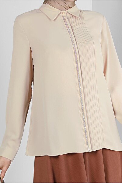 Alvina TAŞ DETAYLI GÖMLEK YAKA BLUZ 43574