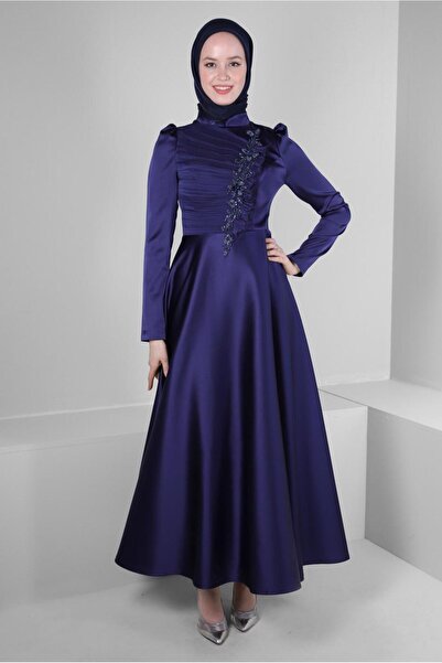 Alvina İŞLEMELİ SATEN ABİYE ELBİSE 50364