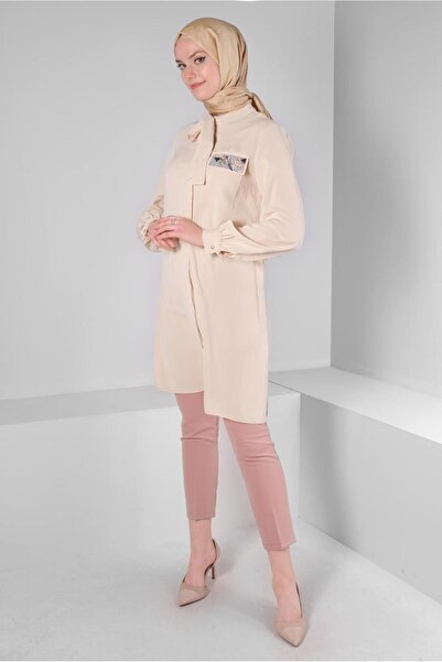 Alvina BEAD EMBROIDERY DETAILED SCARF COLLAR TUNIC 43530