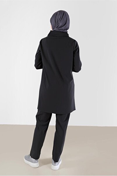 Alvina Sequined Detailed Patterned Asymmetrical Neck Two-Piece Pants Set 42369