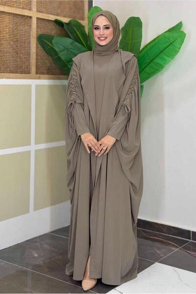 TRENDTESETTÜR KADIN VİZON ELBİSELİ ABAYA TAKIM T 31007