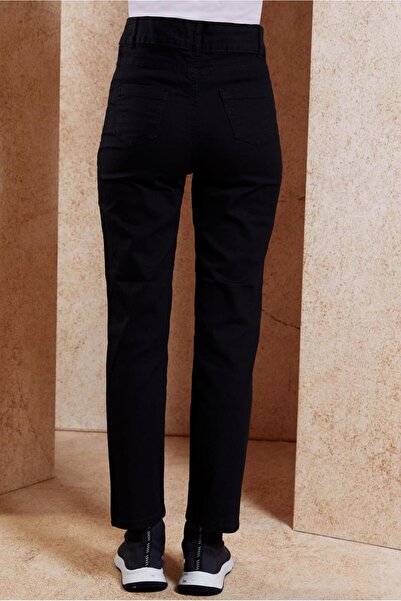 TRENDTESETTÜR Women's Black Cotton Denim Pants t 2505