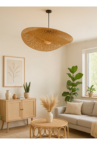 burenze Modern Nordic Tasarım Bamboo Avize Iskandinav Hasır Avize 1.sınıf Kalite Çap Ferahlık Katar