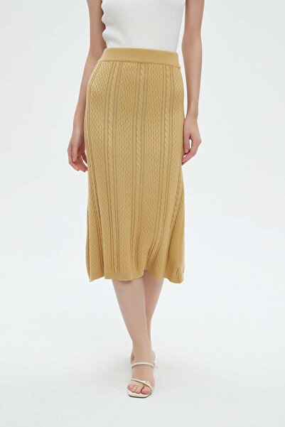 mica Solid Ribbed Midi Skirt