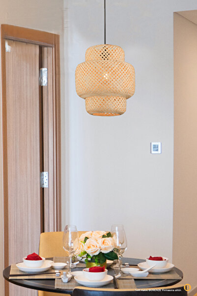 burenze Naturel Nordic Tasarım Bamboo Avize Hasır Avize 1.sınıf Kalite 40 Cm Ferahlık Katar
