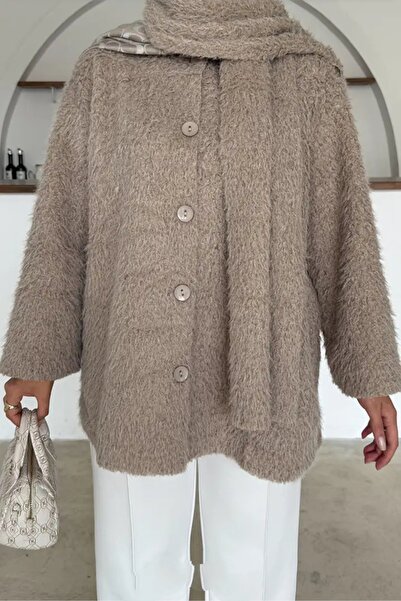 Safgiyim44 Scarf Plush Jacket Mink