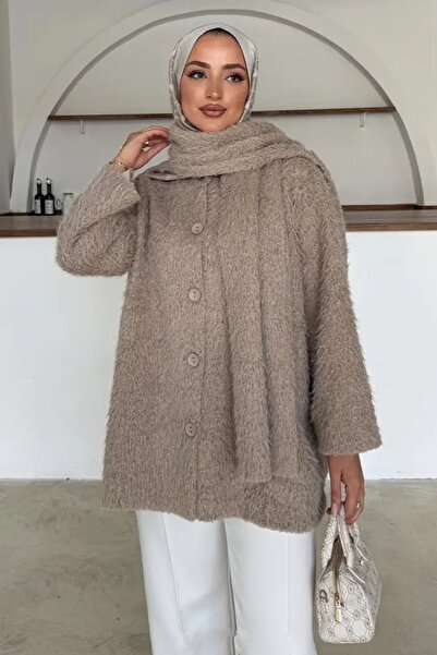 Safgiyim44 Scarf Plush Jacket Mink
