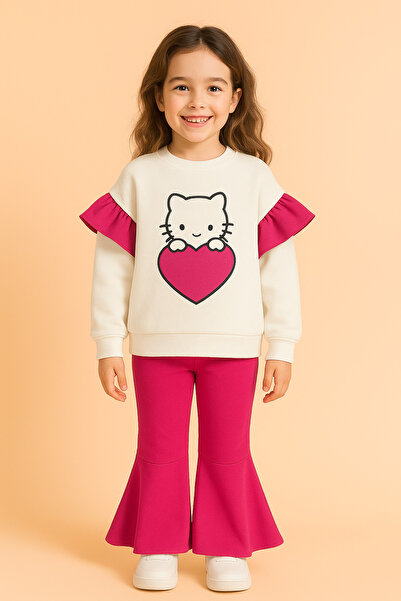 bebekpare Дівчачий комплект нижньої та верхньої білизни з принтом котів (без шардону) 100% бавовна