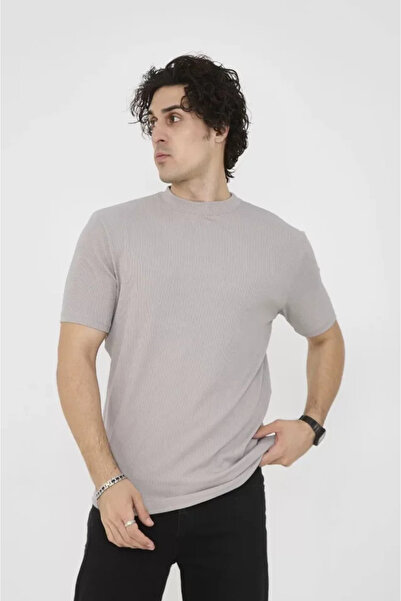 ARONA Mdb Unisex Crew Neck Slim Fit T-Shirt Stone