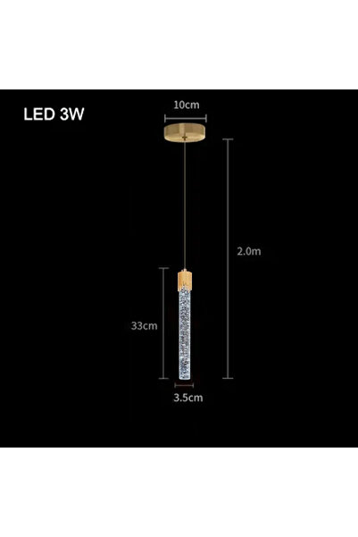 Choice 3 ألوان قابلة للتغيير باللون الذهبي - 1 رأس مصباح معلق من الكريستال الشمالي LED مصباح سقف بجانب السرير معلق