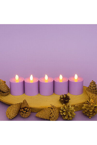 Led Mum 5 ADET 6 CM MOR RENK BATOM ÇAP 6 CM