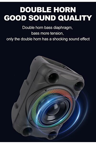 singe مكبر صوت لاسلكي بتقنية البلوتوث، صوت ستيريو، ذاكرة TF، منفذ USB، منفذ ميكروفون قابل لإعادة الشحن