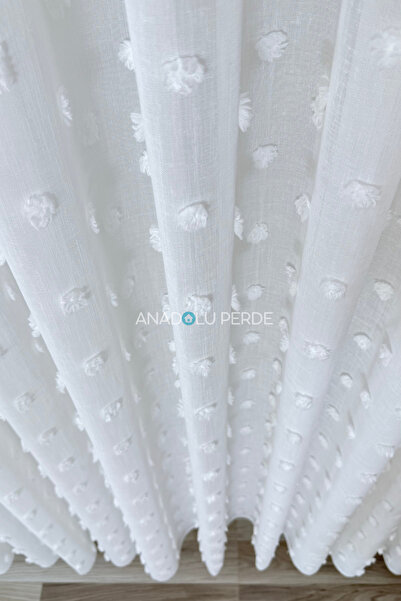 istper Ponponlu Puffy Lüks Keten Tül Perde | Ağır Gramajlı | Ütü Gerektirmez | Sık Pile | Şık ve Doğal Doku