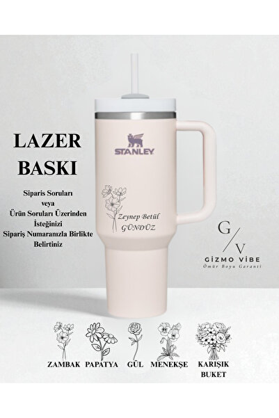 Stanley Kişiselleştirilmiş Quencher Pipetli Termos 1,18 L Açık Pembe