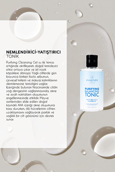 Polente Natural Arındırıcı Cilt Temizleme Seti- Yağlı ve Akneye Yatkın Ciltler AHA ve Niacinamide