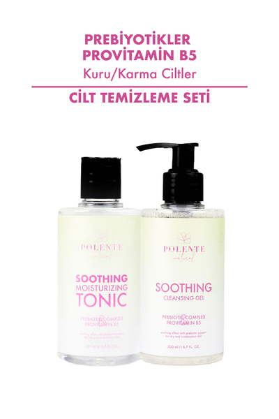 Polente Natural Yatıştırıcı Cilt Temizleme Seti- Kuru ve Karma Ciltler