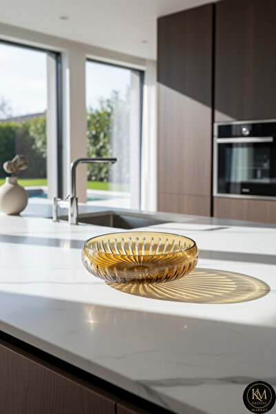 Kristal Market Kesme Kristal Dekor 28 Cm Amber Sofra Sunum Kasesi