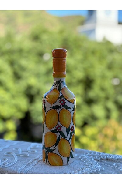 shop Handmade Lemon Patterned 400 ml 23 cm Ceramic Oil Pot