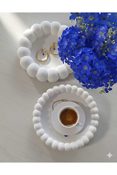 beautystyle Patterned Bubble Decorative Plate, Jewelry Plate 2 Pcs, Coaster Home Office