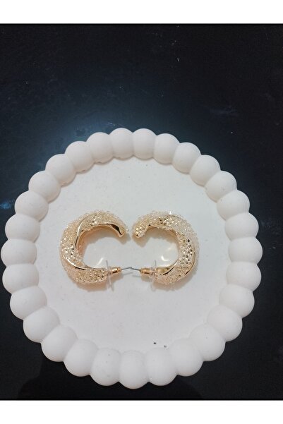 stainles steel Xuping Altın Kaplama Zirkon/Kristal Taşlı Kalın Halka Küpe