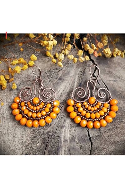 Birtakı'm Şeyler Authentic Copper Wire Wrap Handmade Earrings