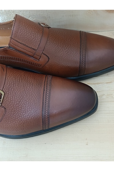 LİCCAS Men's Seasonal Shoes: Autumn-Winter Genuine Leather Rubber Sole Laceless Tan Color
