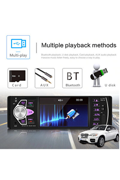 EXVOL Araba Oto Teyp 4.1 Inch Ekranlı Gece Görüşlü Park Kamera Hediyeli Bleutooth 2 Usb'li Aux Sd