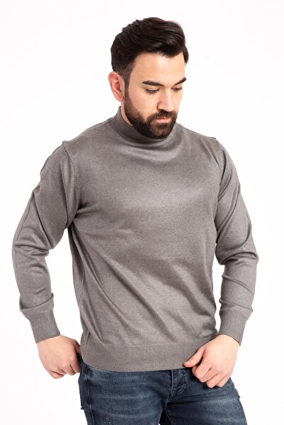 Mutlu City Чоловічий тонкий вовняний трикотаж, прямий крій, комір-стійка, кофта з коміром-стійкою 5140